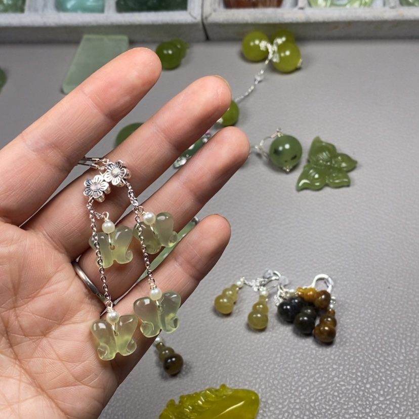 【闪购商品】蛇纹石玉挂件耳饰耳环项链未镶嵌