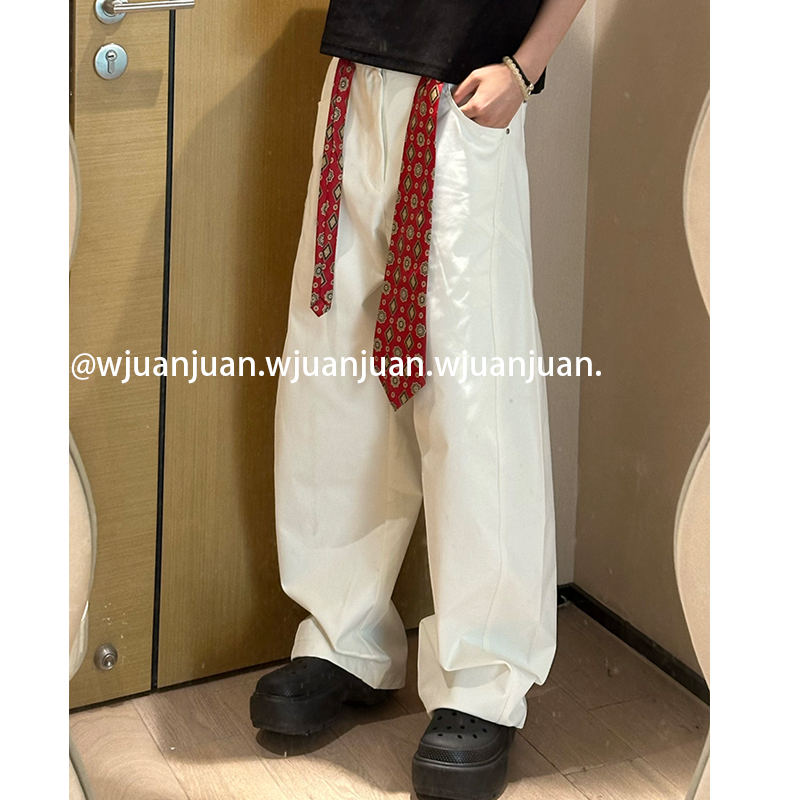 『WJUANJUAN』夏季轻薄休闲弯刀裤男女宽松拖地裤直筒百搭阔腿裤