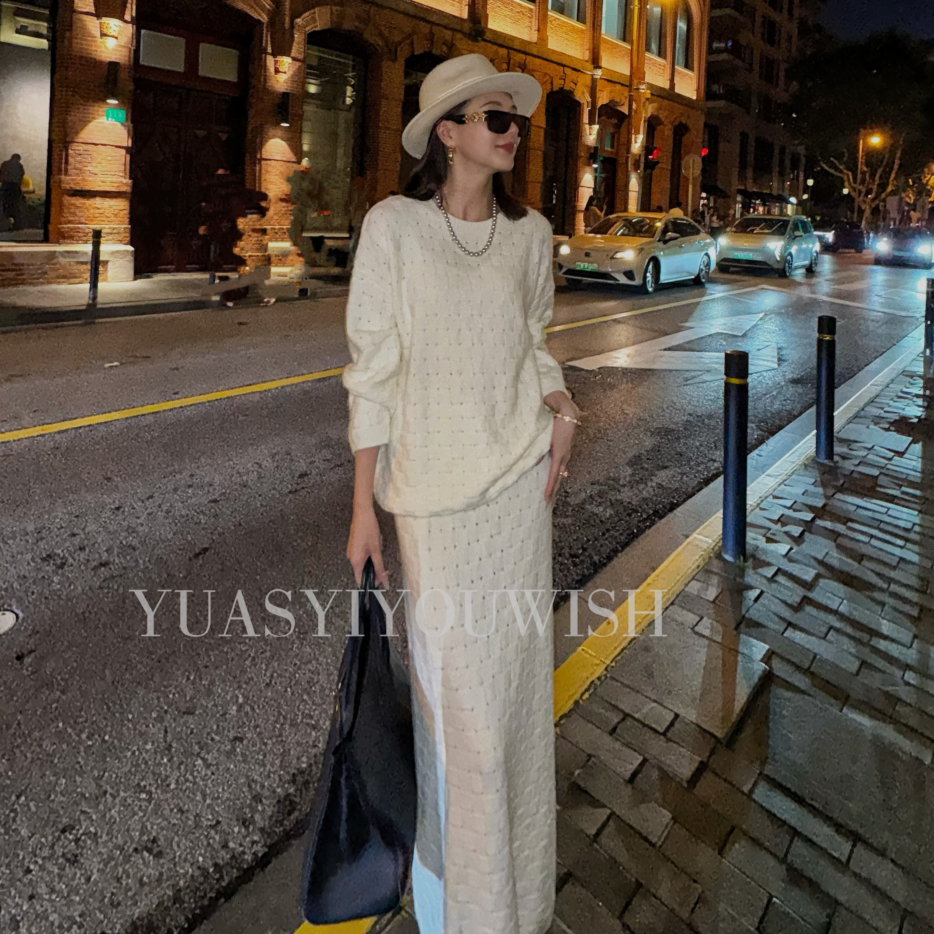 YUASYIYOUWISH|“赫本格纹”编制格纹时尚羊毛套装