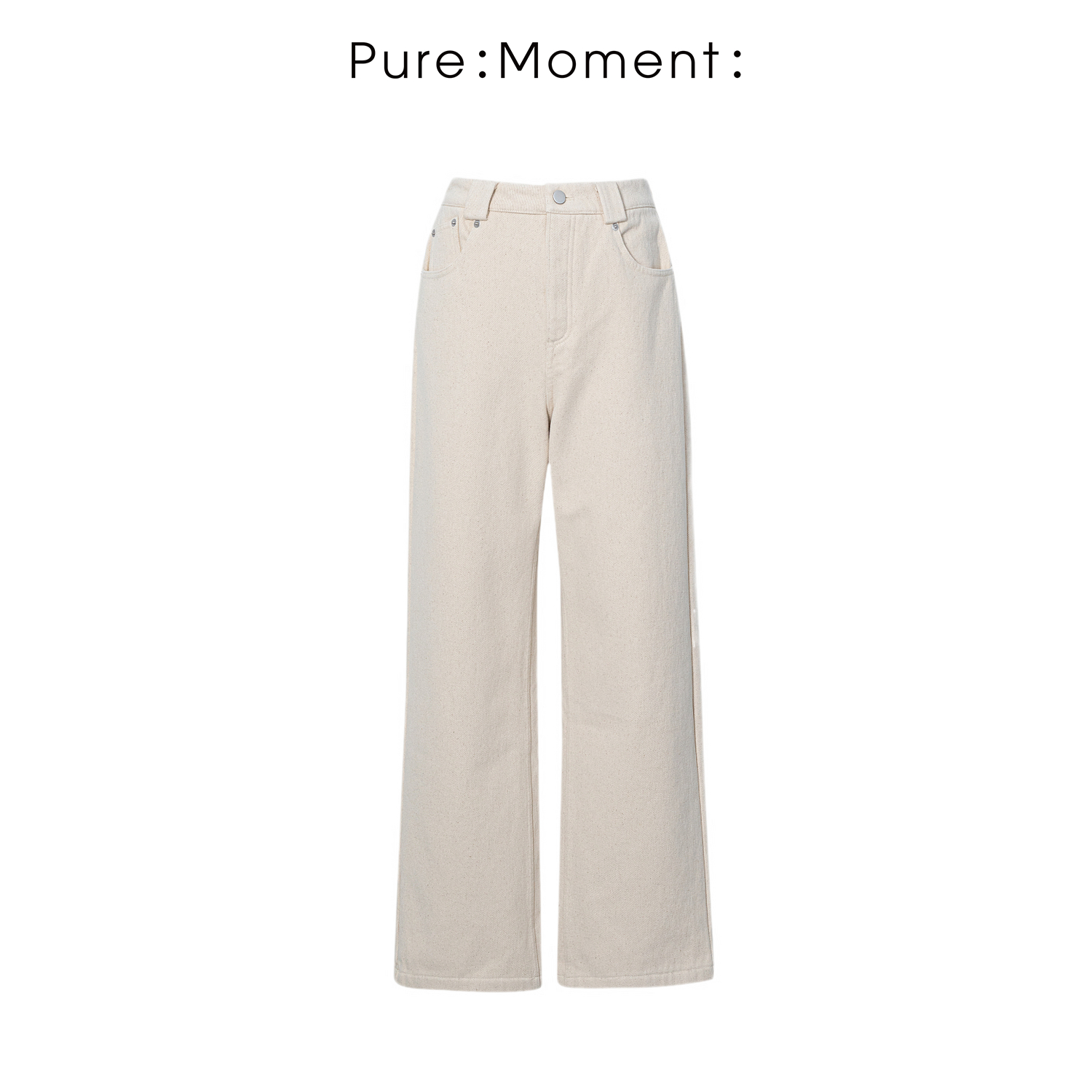 小麦檬Pure:Moment:秋冬直筒百搭米白牛仔裤商场同款4EC452461X
