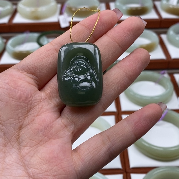 和田玉挂件银S925镶嵌