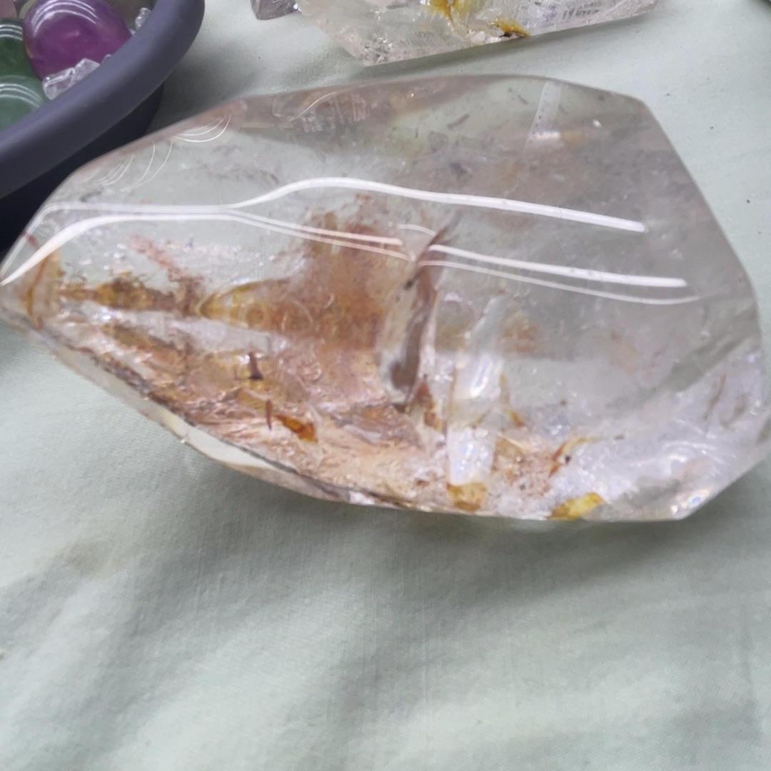 白色水晶浇花桌面摆件