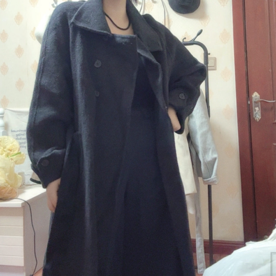 宽松慵懒显瘦气质百搭长款双面大衣女士秋冬加厚