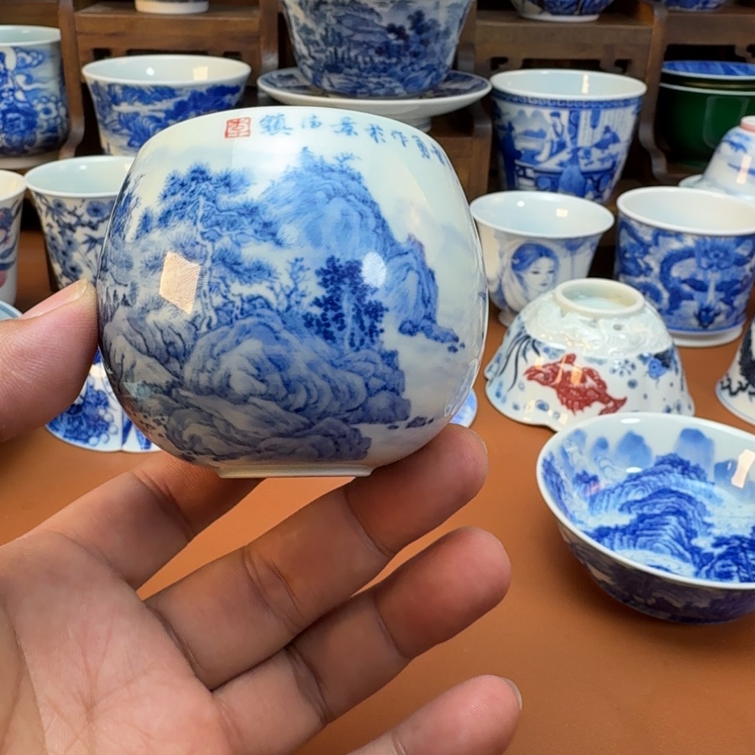 今***寒杯子陶景德镇全手工手绘陶瓷