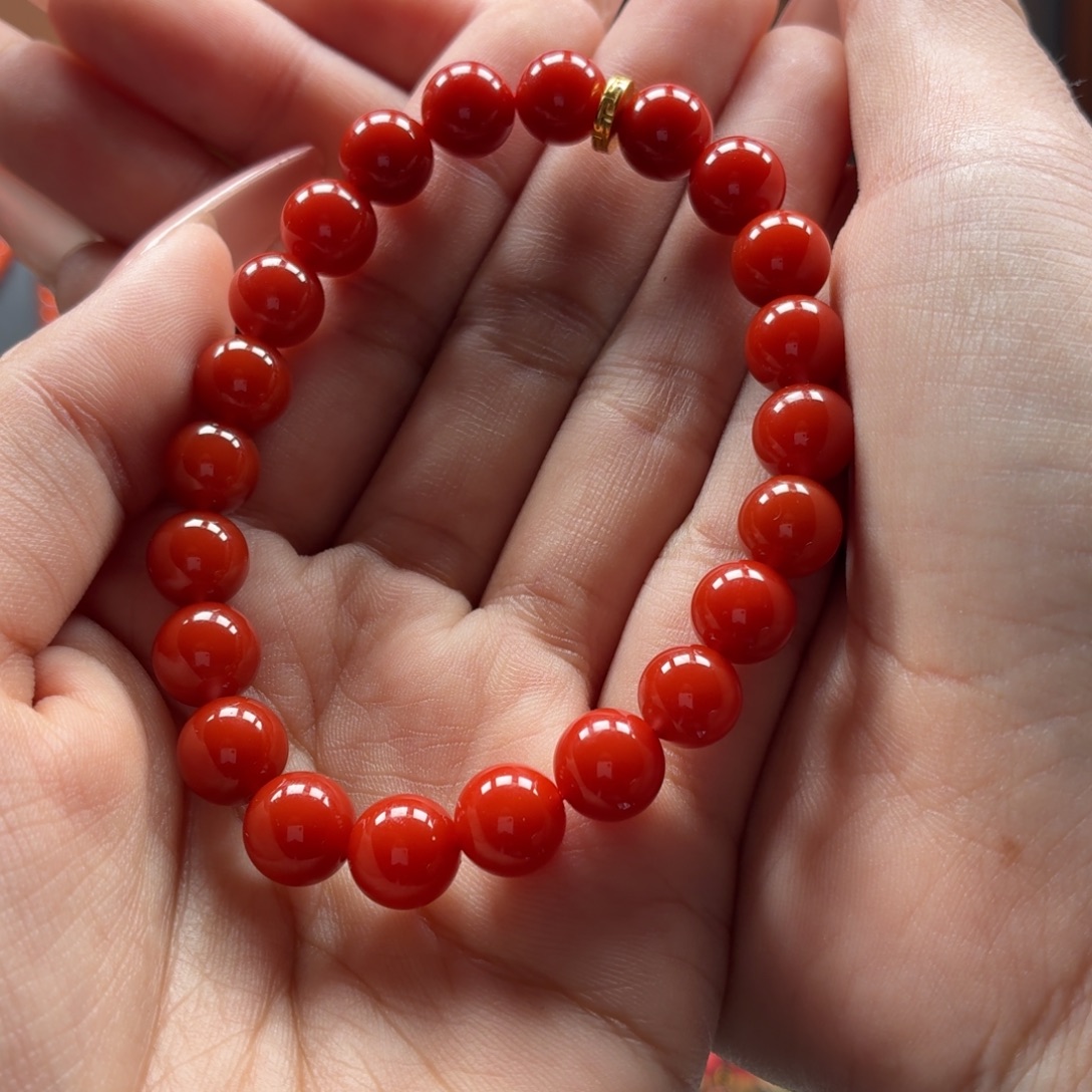 老***机南红玛瑙未镶嵌手串原矿保山南红官坡锦红手串卡8+