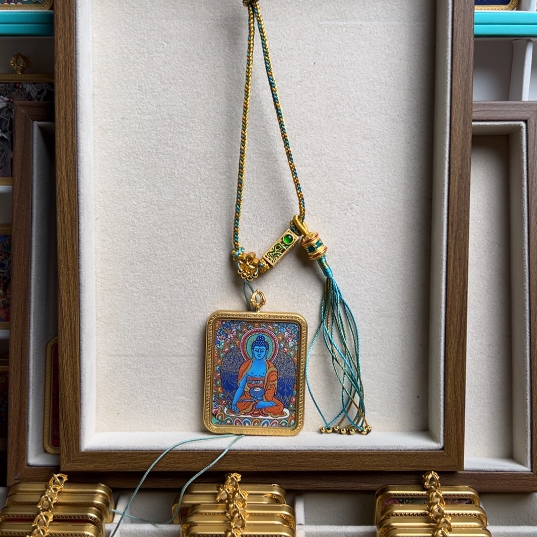 莱***师吊坠单面药师唐卡