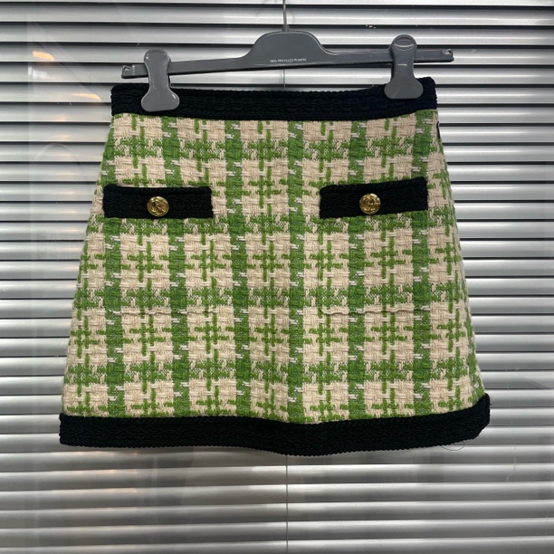 99新 GUCCI/古驰 绿格子半裙/40码/C01563