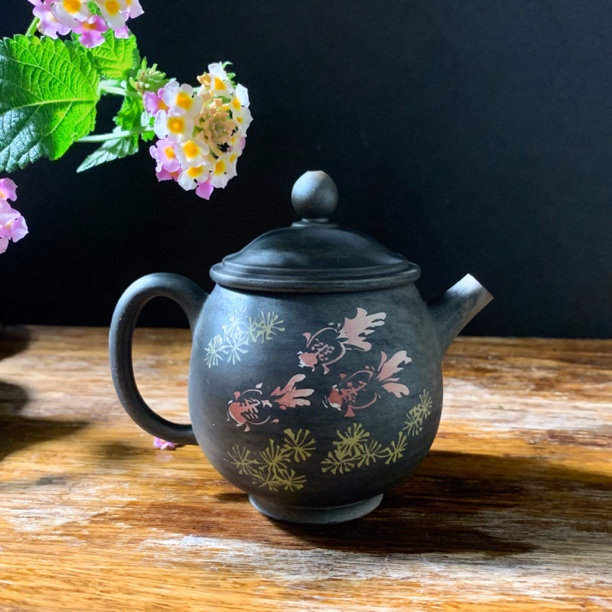 云南建水紫陶茶壶彩填小容量家用功夫茶具泡普洱茶单壶非紫砂壶