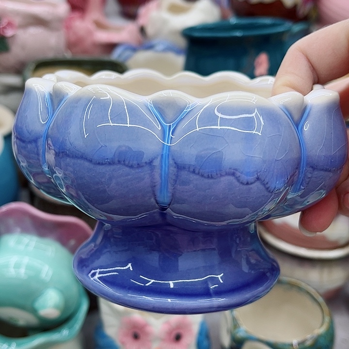 多肉绿植陶瓷花盆9.9包邮，有孔