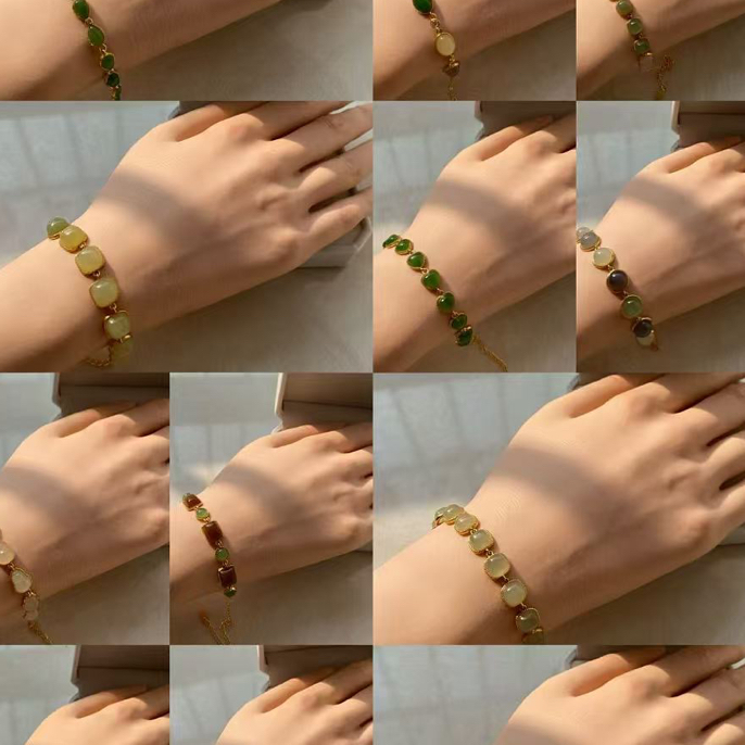  高品质和田玉手链S925银镶（多款式发其一）