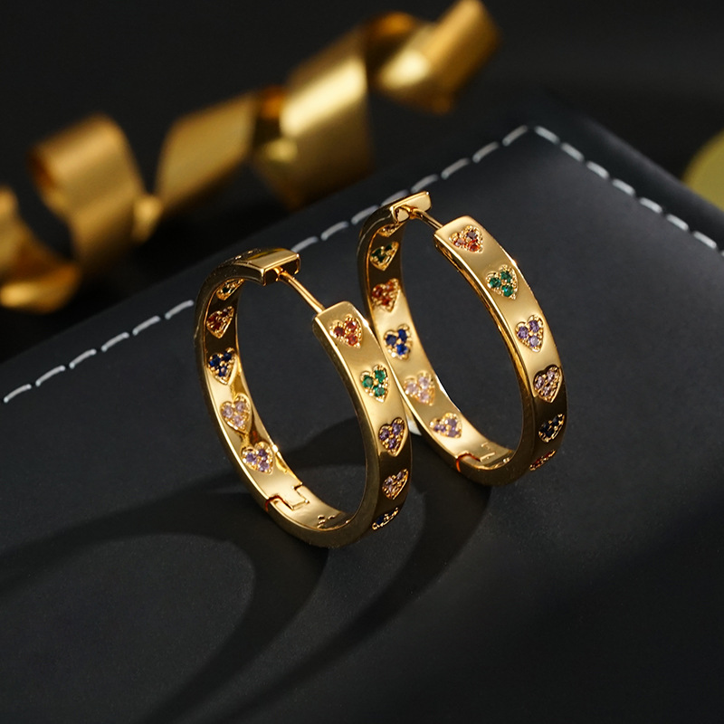  耳饰 HL274【TITI专属】中古风微镶多巴胺耳圈