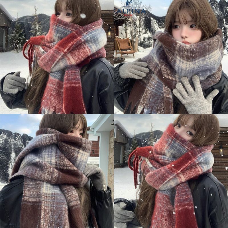 围巾女冬季高级感格子披肩保暖韩系氛围感学生披肩加厚围脖潮情侣