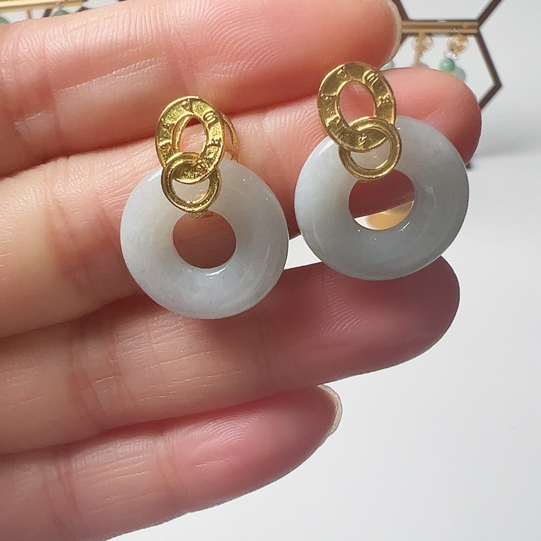 银S925镶嵌翡翠耳饰