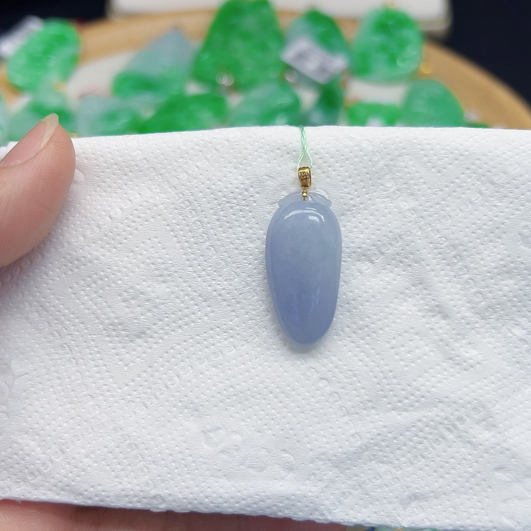 翡翠颈饰18K金镶嵌天然缅料A货一件