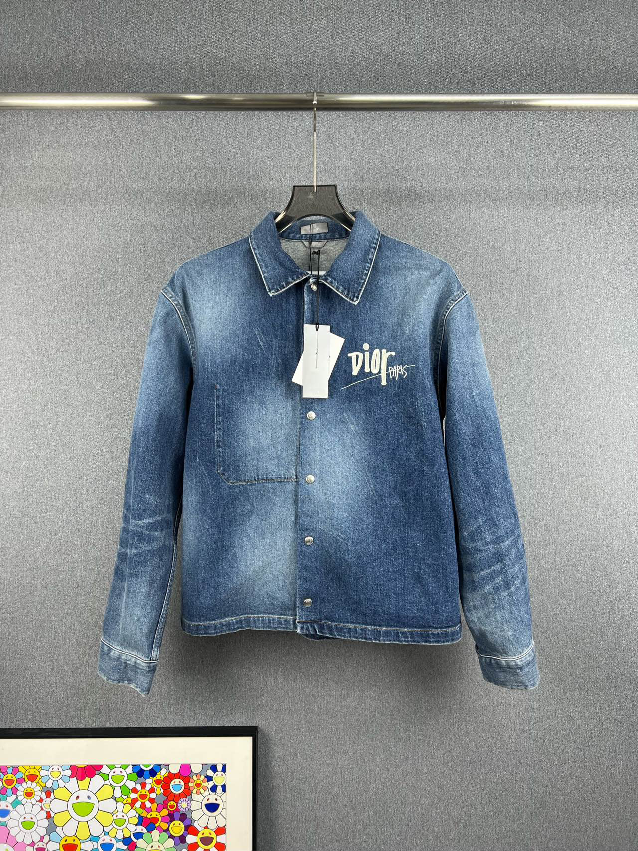 全新未使用 DIOR/迪奥 STUSSY联名刺绣蜜蜂牛仔外套44码A11800