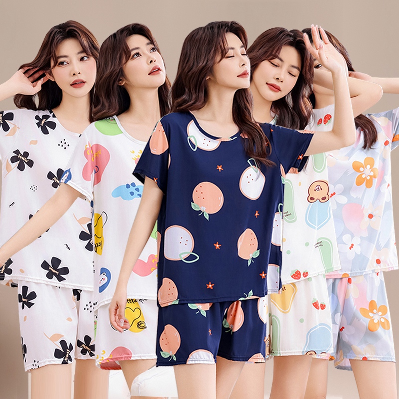 夏季短袖短裤套装2025年新款夏天睡衣薄款大码休闲空调家居服女装