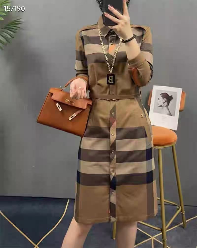 无腰带【杭州-意法】NN724女装设计感连衣裙中长款潮流秋季气质