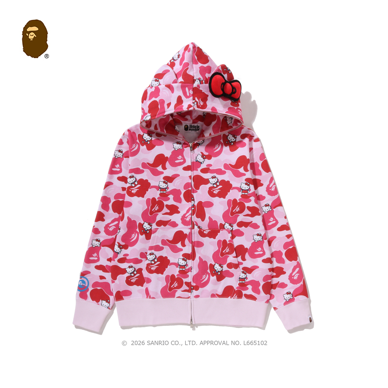 BAPE三丽鸥联名女装春夏HELLO KITTY迷彩图案卫衣开衫外套902152Q