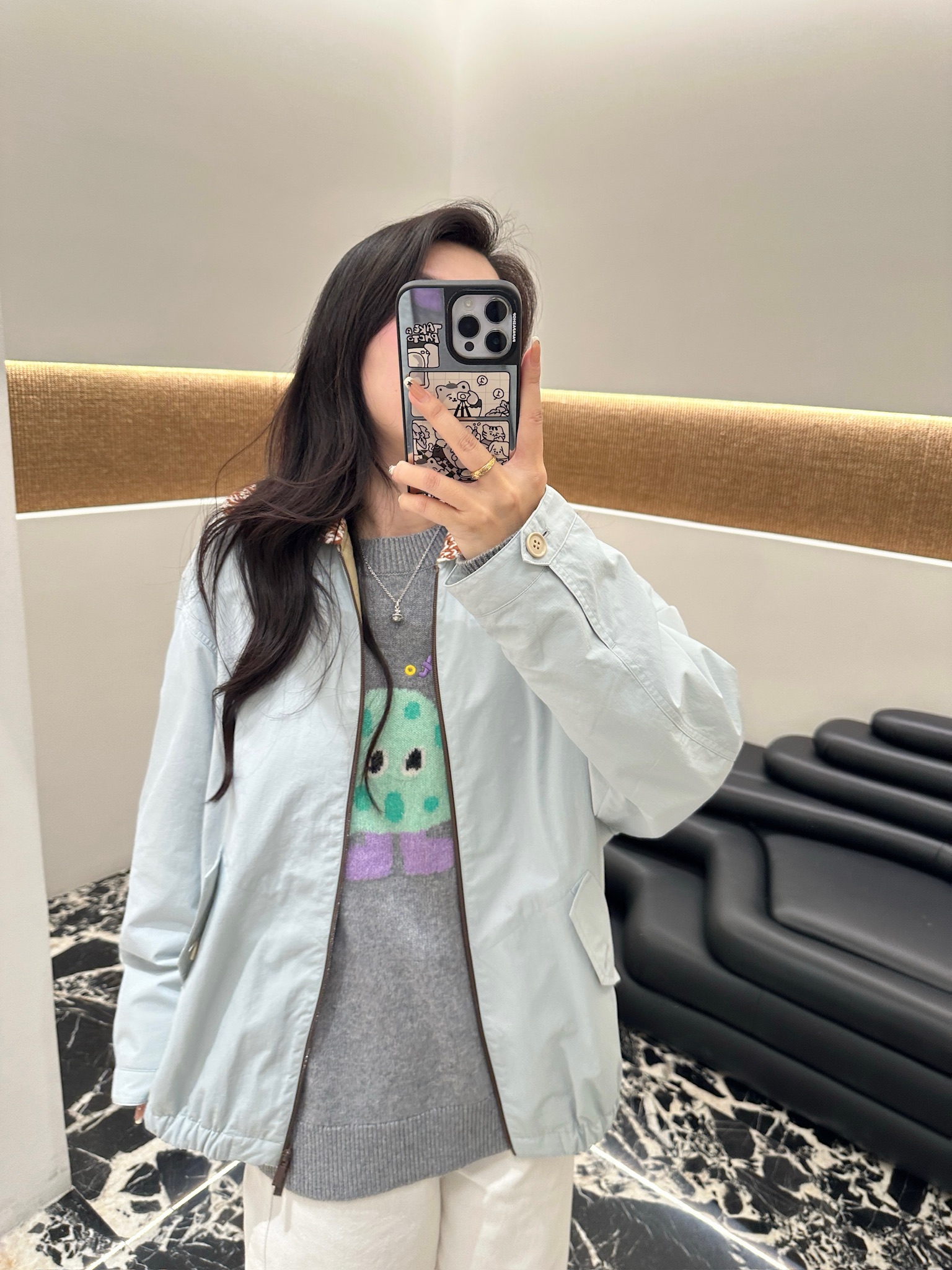 Hi TO Hi 设计师品牌 小众新款 灰色开心蘑菇毛衣