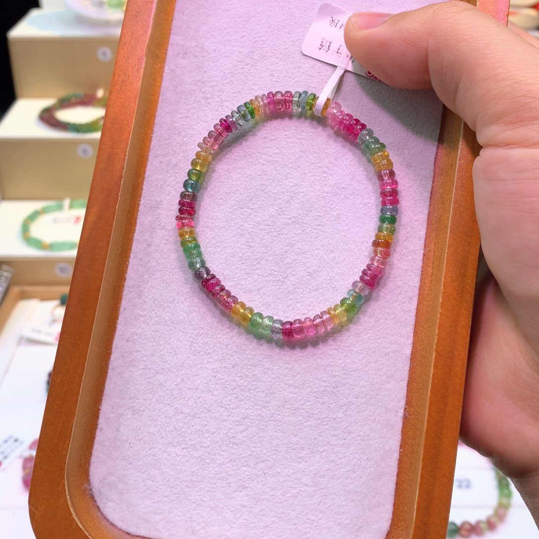 碧玺算盘珠单圈手链未镶嵌