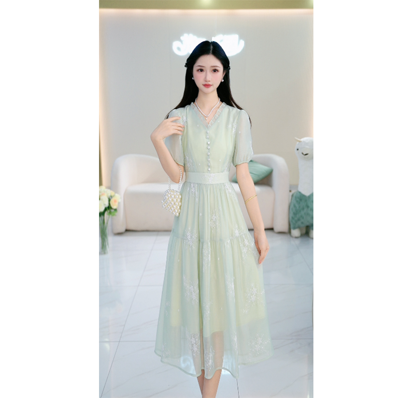 苏醒的乐园苏醒的乐园新款A201气质显瘦短袖中长款连衣裙SXL25166