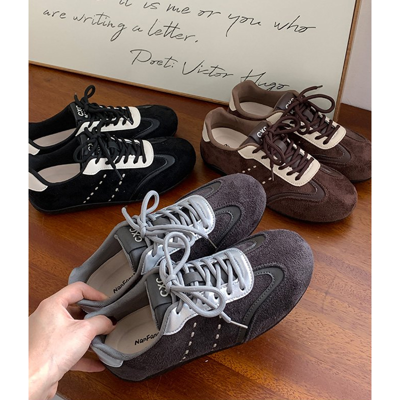 平底德训鞋女2026新款春季韩版系带复古运动鞋学生百搭ins休闲鞋