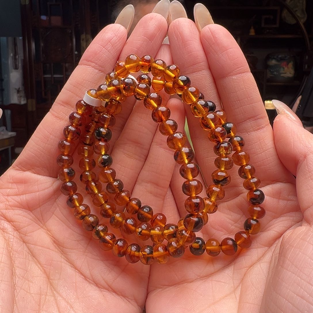 琥珀裸石未镶嵌抚顺琥珀10252多样性发其一6mm