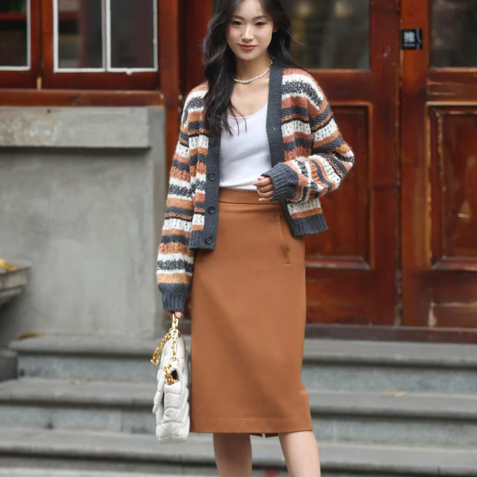 （不退换）5200365棕色加绒半裙