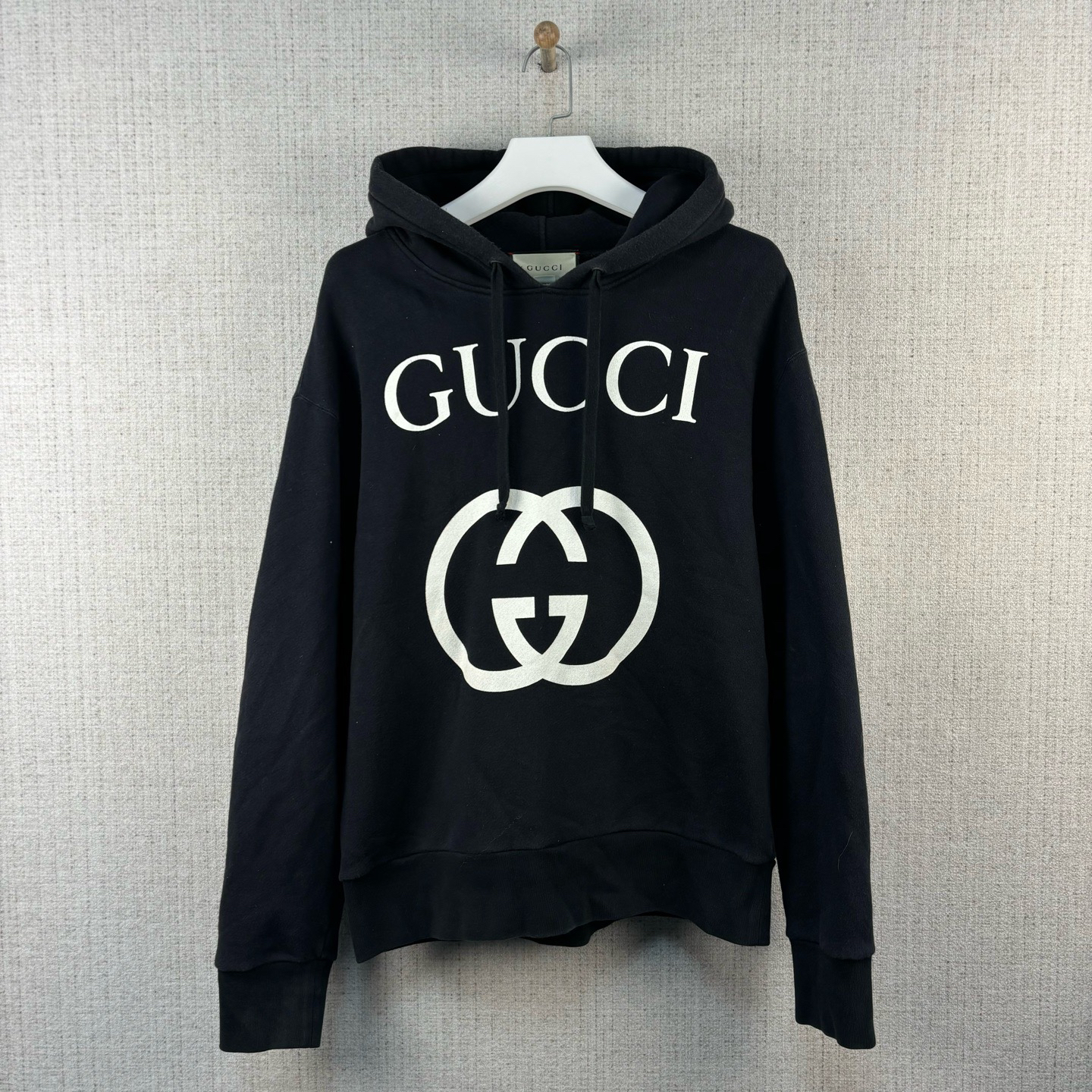 99新 GUCCI/古驰 Logo字母印花连帽卫衣/尺码M/成色98新/编号