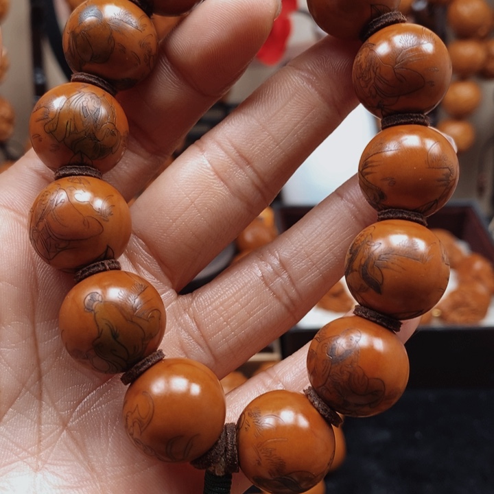 橄榄核手串/手链线雕罗汉1.7