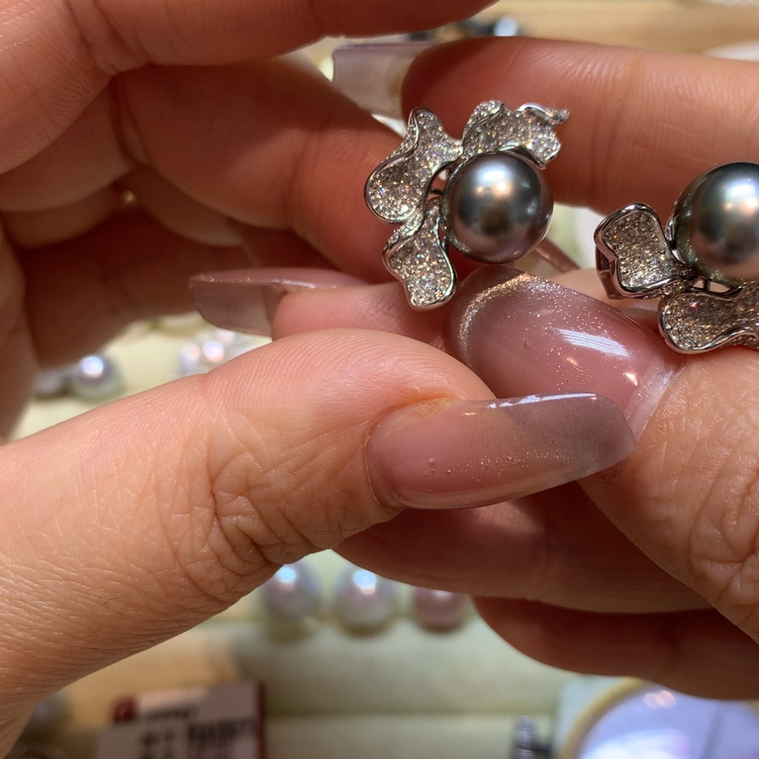 海水珍珠耳饰银S925镶嵌