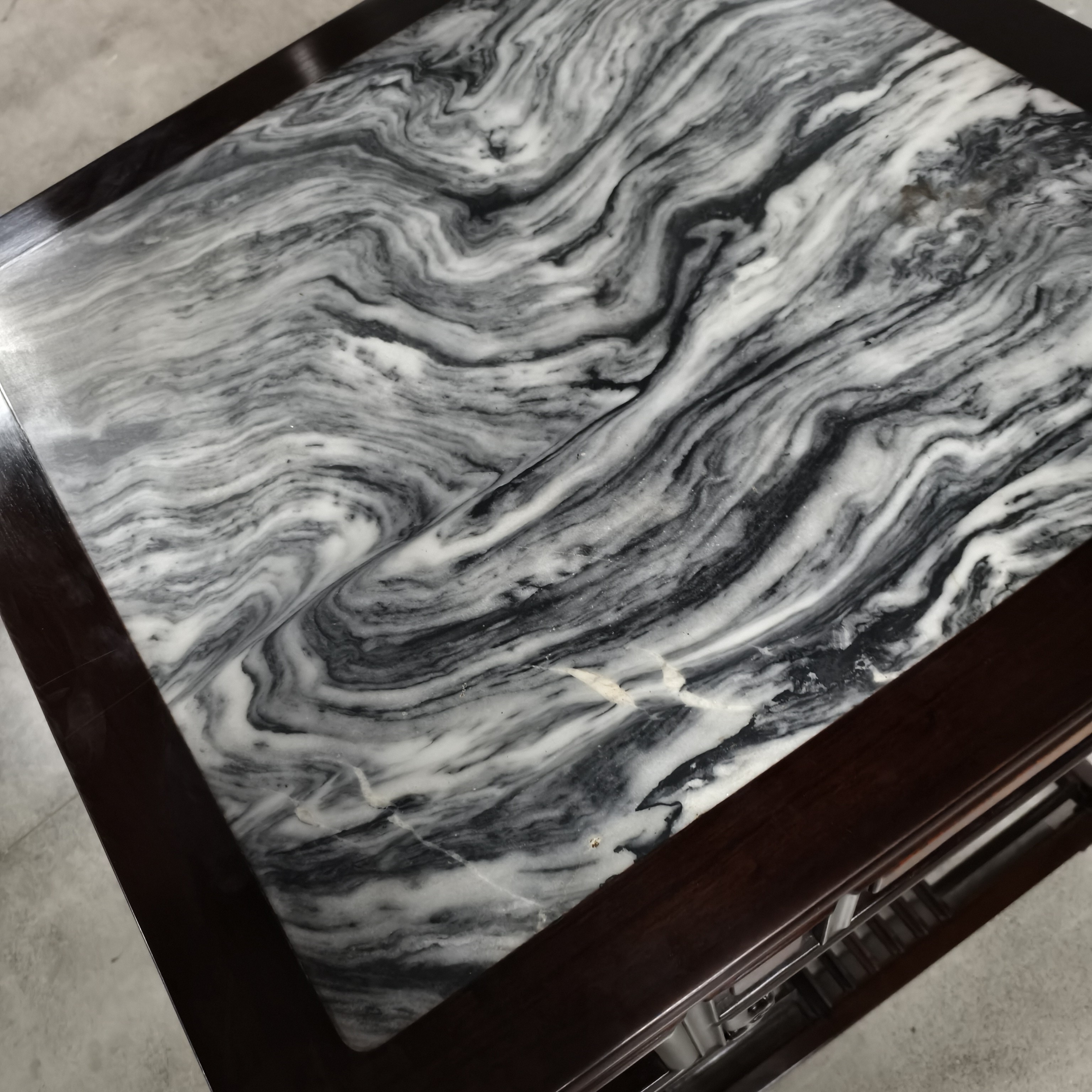 红酸枝棋桌 套镶云石面