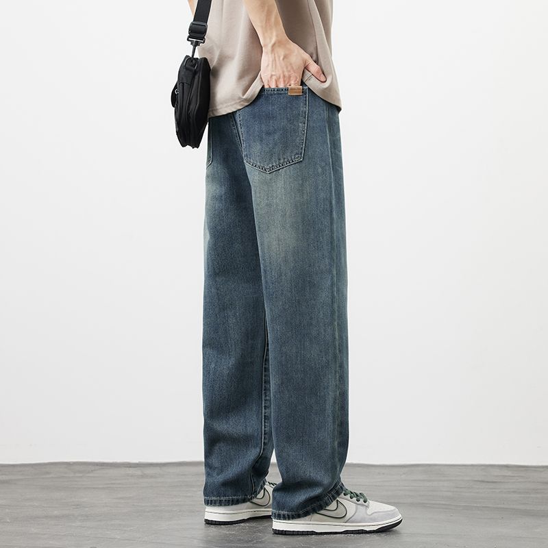 花花公子秋冬新款牛仔裤男士宽松直筒裤子水洗休闲裤子男款秋冬款