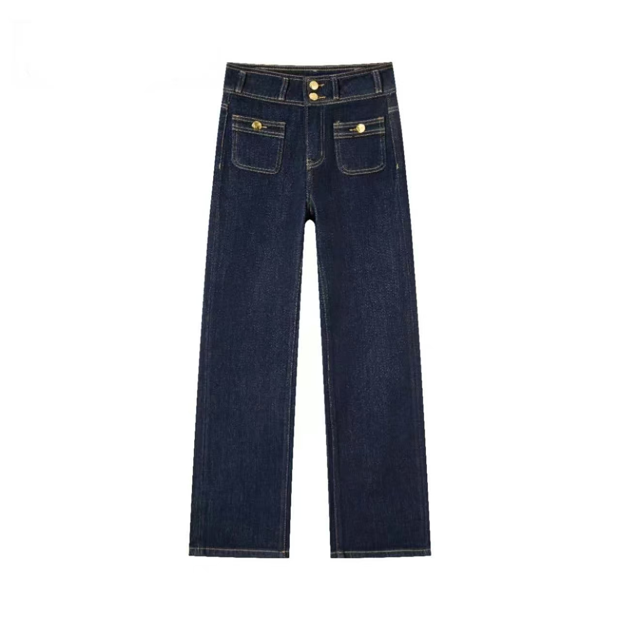 直筒裤阔腿裤潮流秋季牛仔裤老钱风春夏蓝色高腰休闲长裤水洗1311