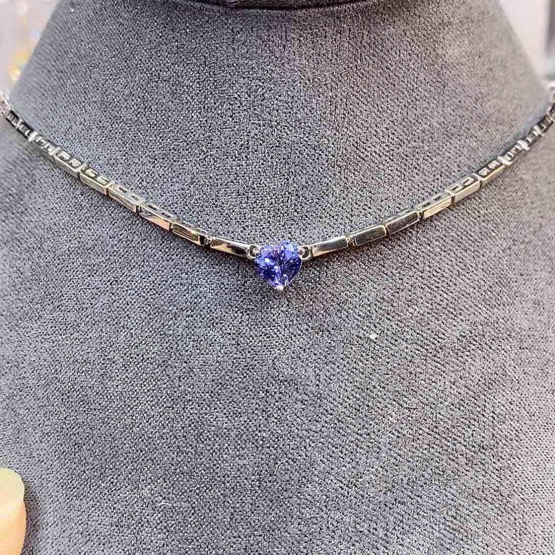 坦桑石颈饰银S925镶嵌