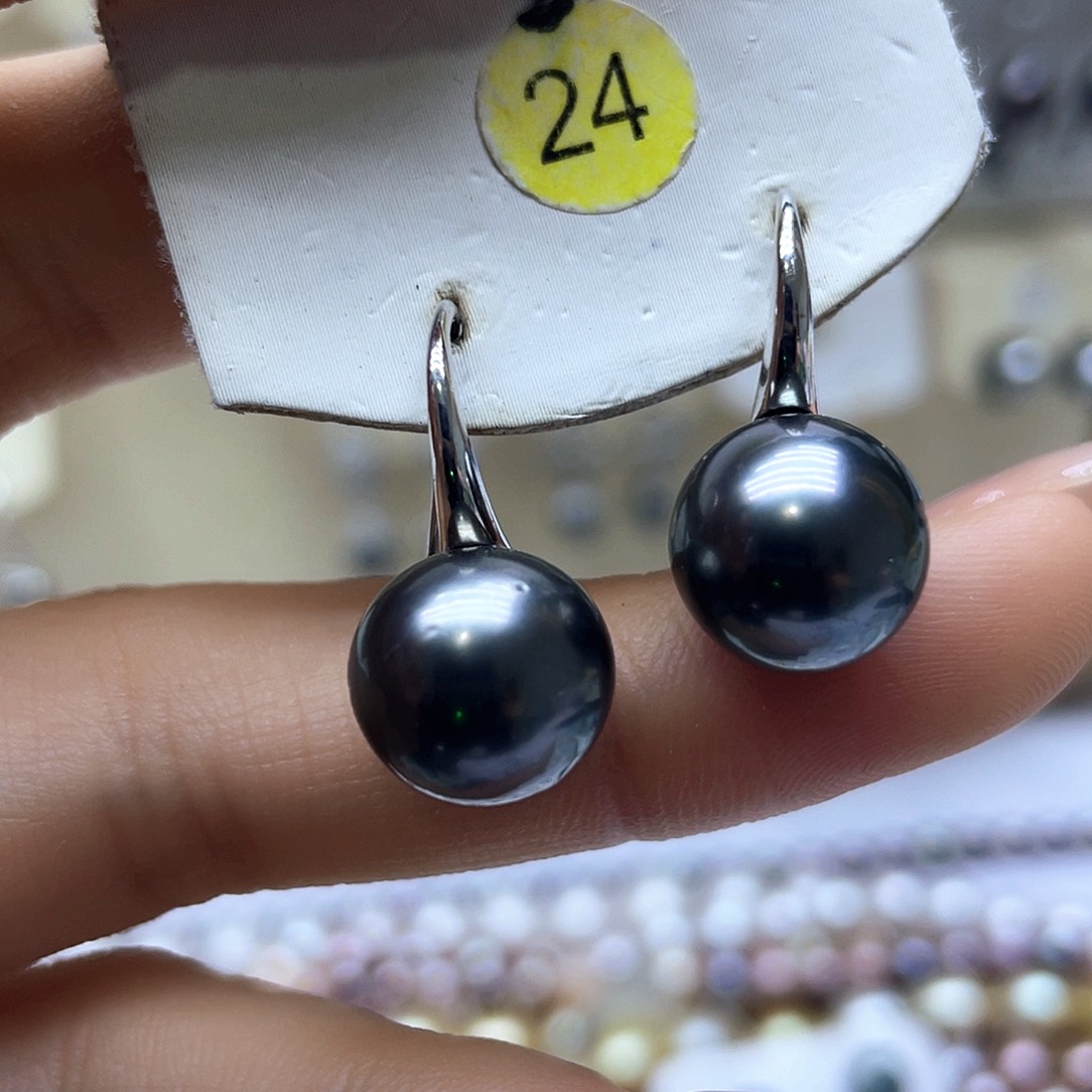 海水珍珠耳饰银S925镶嵌
