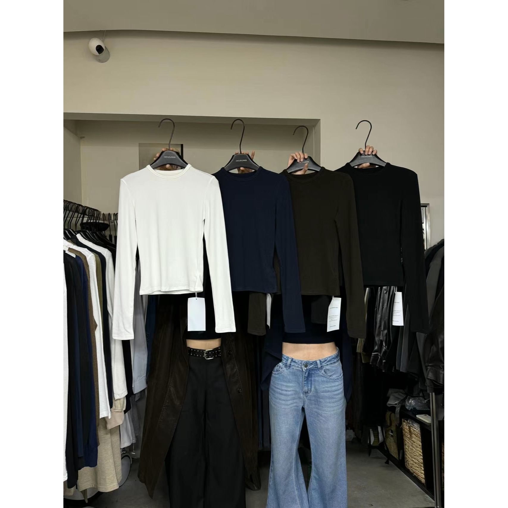 菜花 福（1ch11217#）超休闲！早秋百搭圆领修身长袖T恤12-3