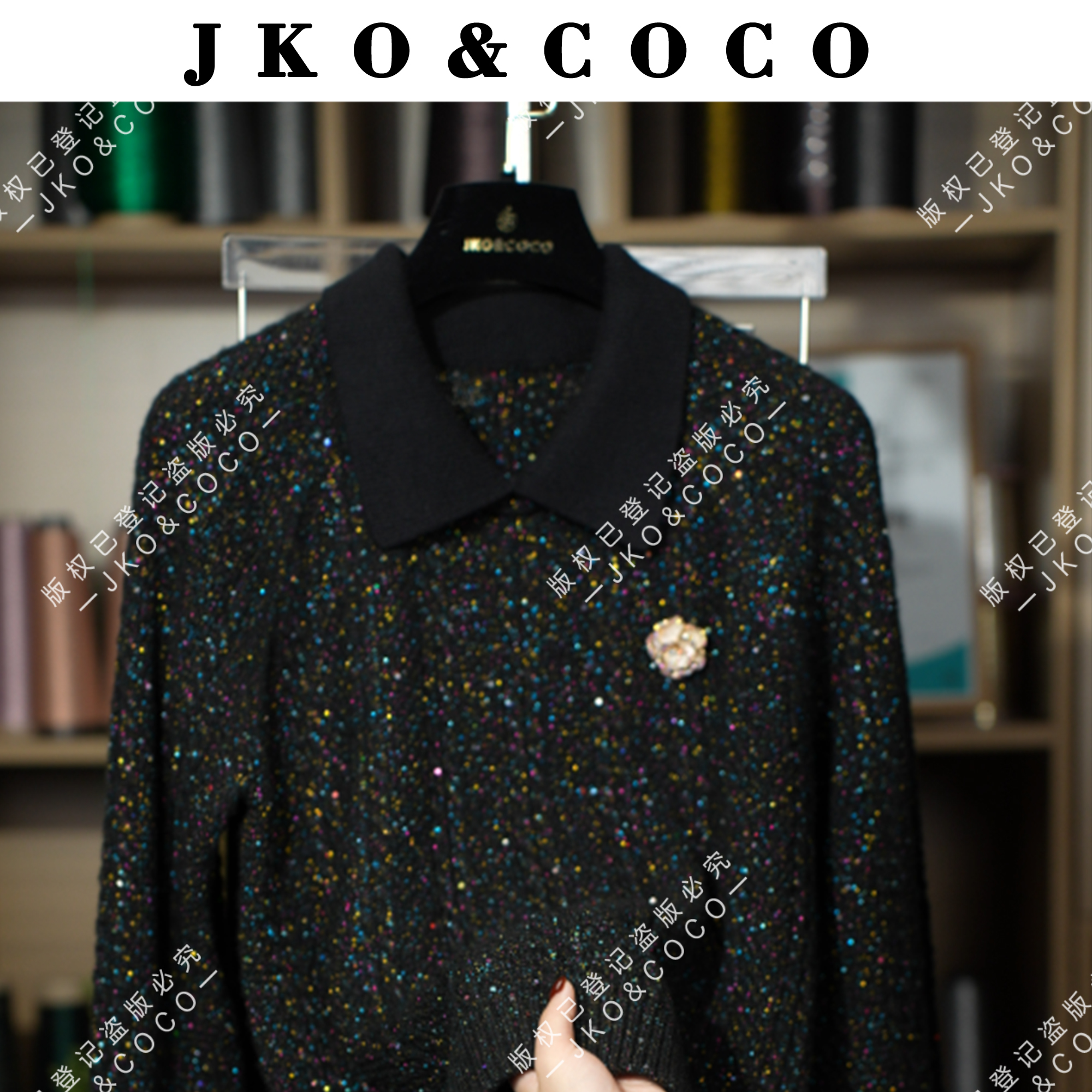 JKO&COCO【幻彩巴黎】保暖系列 水晶纱厚款 百搭 轻奢毛针织衫