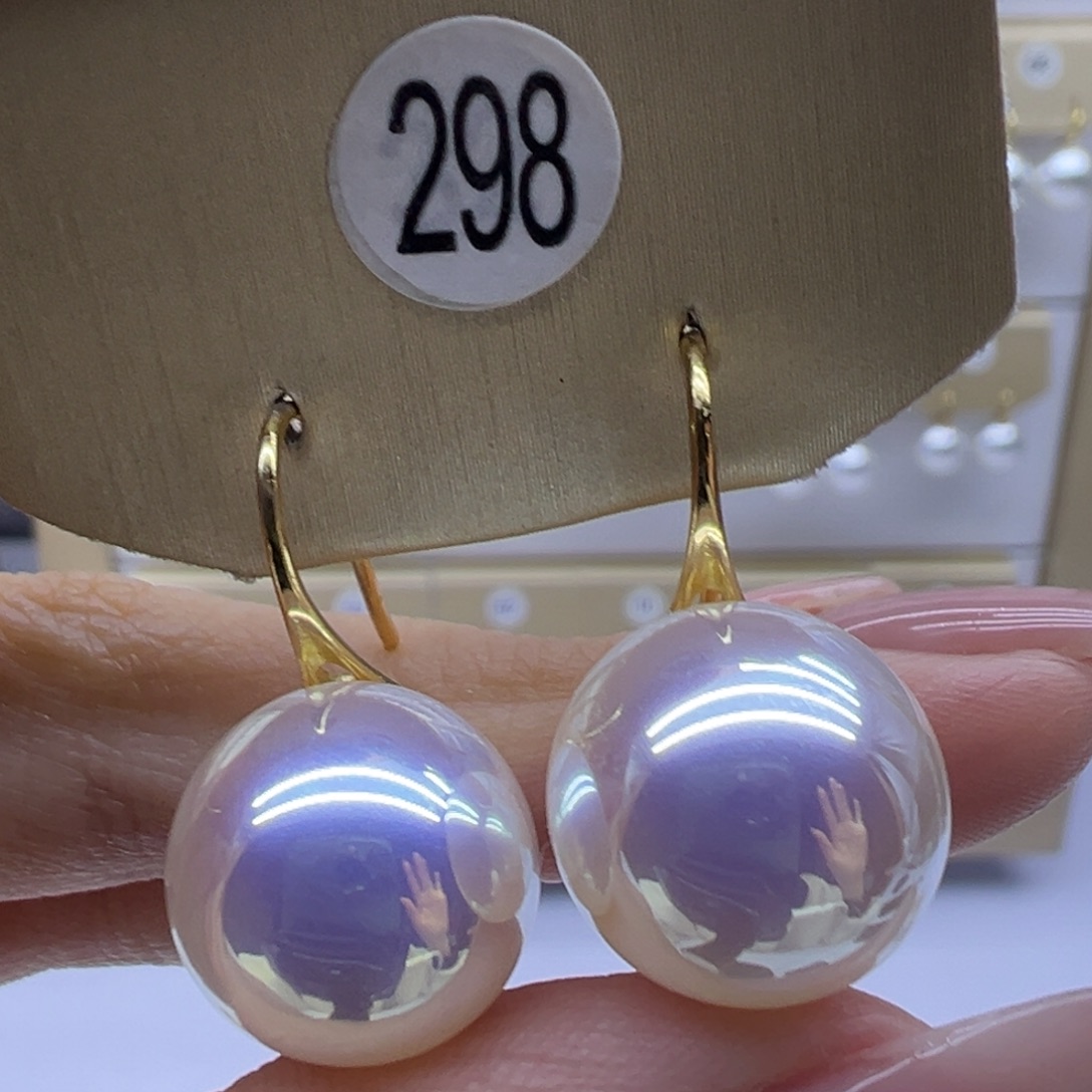 淡水珍珠银S925镶嵌耳饰