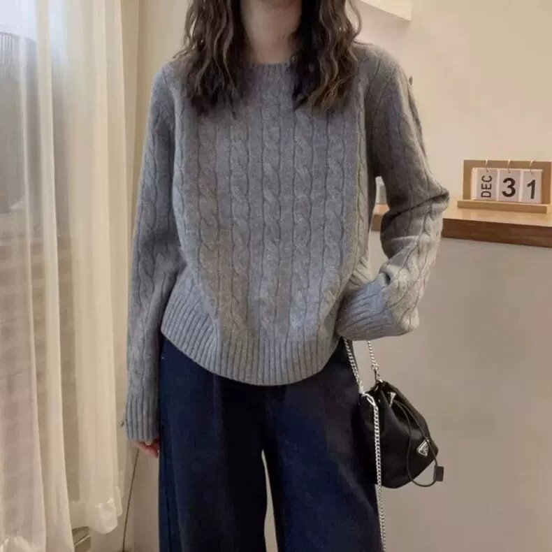 麻花100纯山羊绒衫女2025年冬新款欧货高端加厚冬季扭花打底毛衣