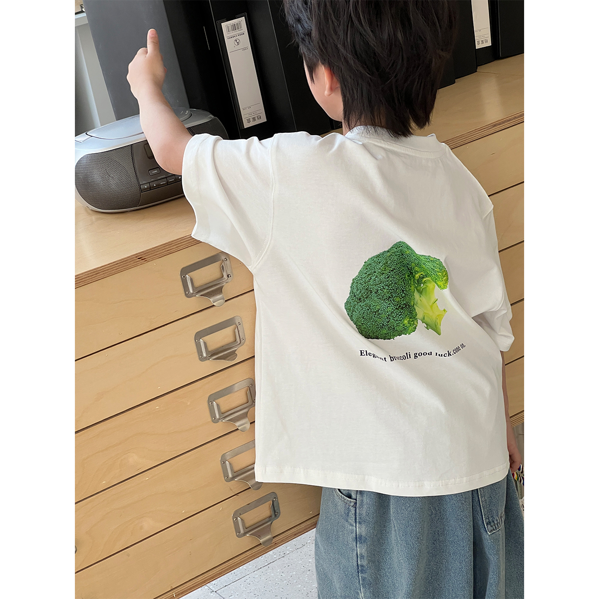 Q【现货】阿卷夏装儿童韩版时尚印花休闲宽松百搭小众短袖T恤CC1063