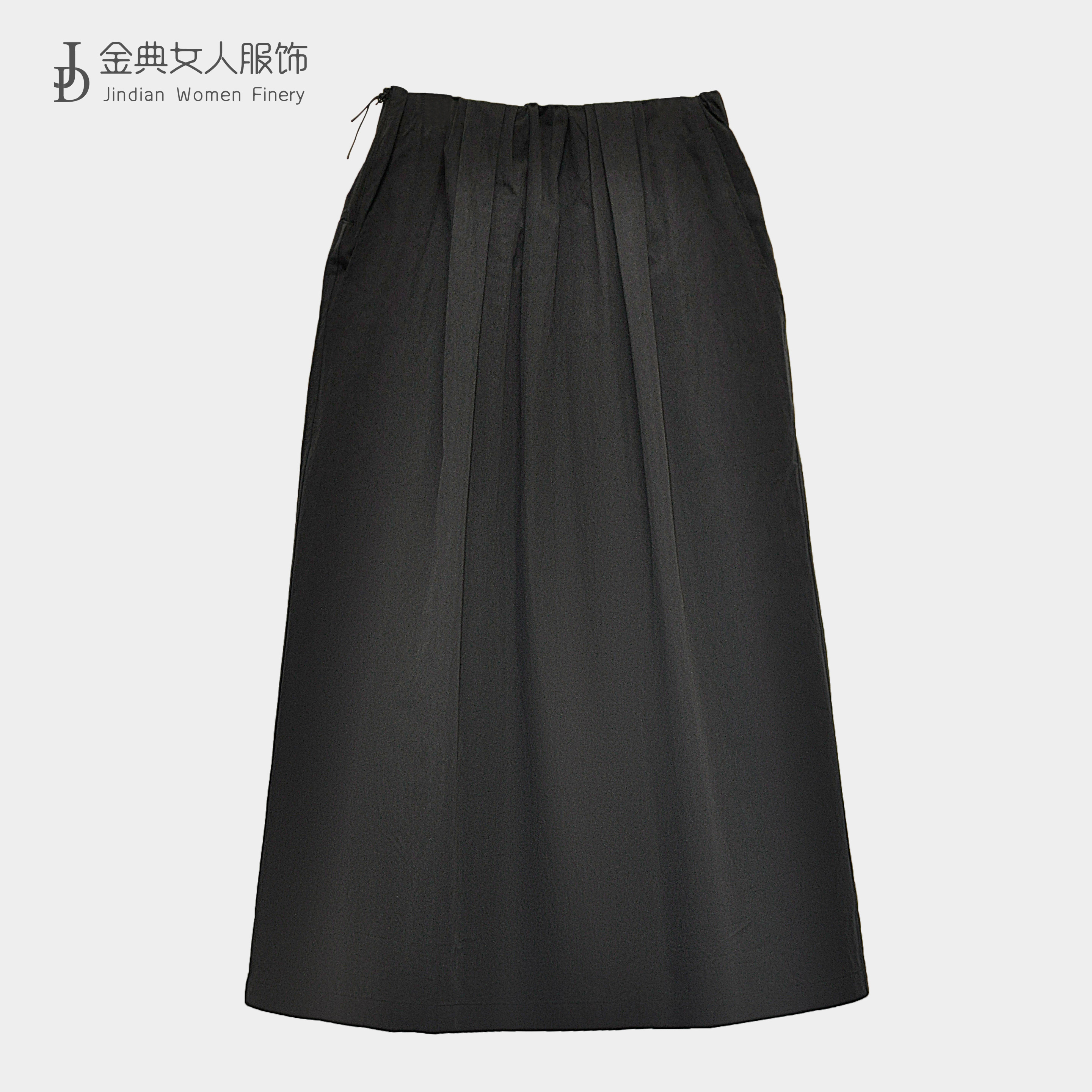 【金典女人服饰】侧拉链带扣双兜工装半身裙 时尚百搭中长女裙0026