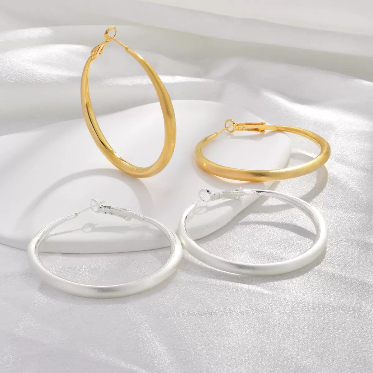 黄铜耳饰 欧美夸张圆圈耳环高级个性拉丝大圈时尚耳扣气质