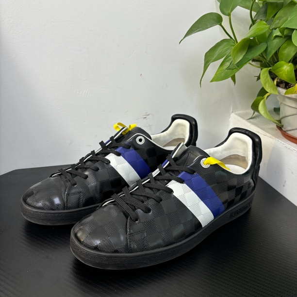 95新 LouisVuitton/路易威登 41.5欧码黑棋盘格板鞋/经典百搭时尚