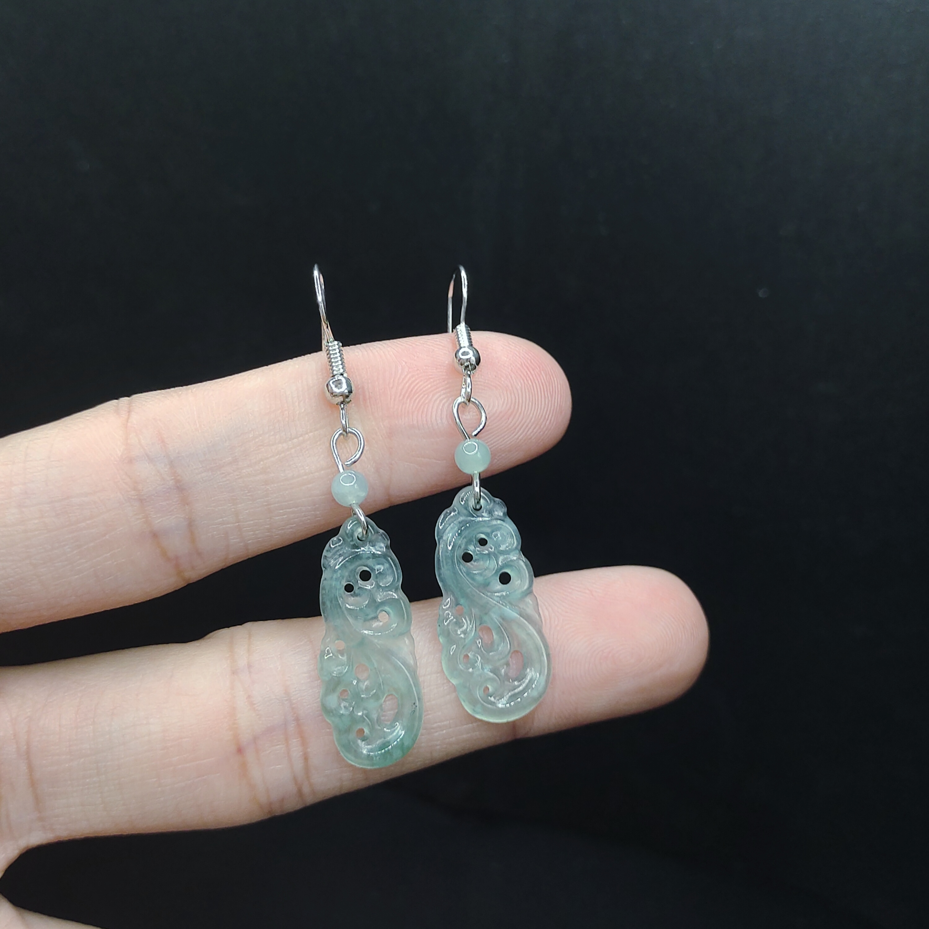 【老三珠宝】翡翠凤凰耳钩SY06【多样性发其一】约23-11mm