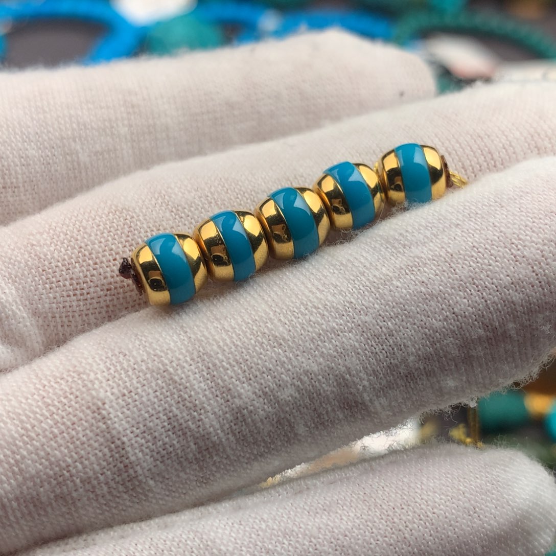 绿松石18K金镶嵌绿松石6.5mm