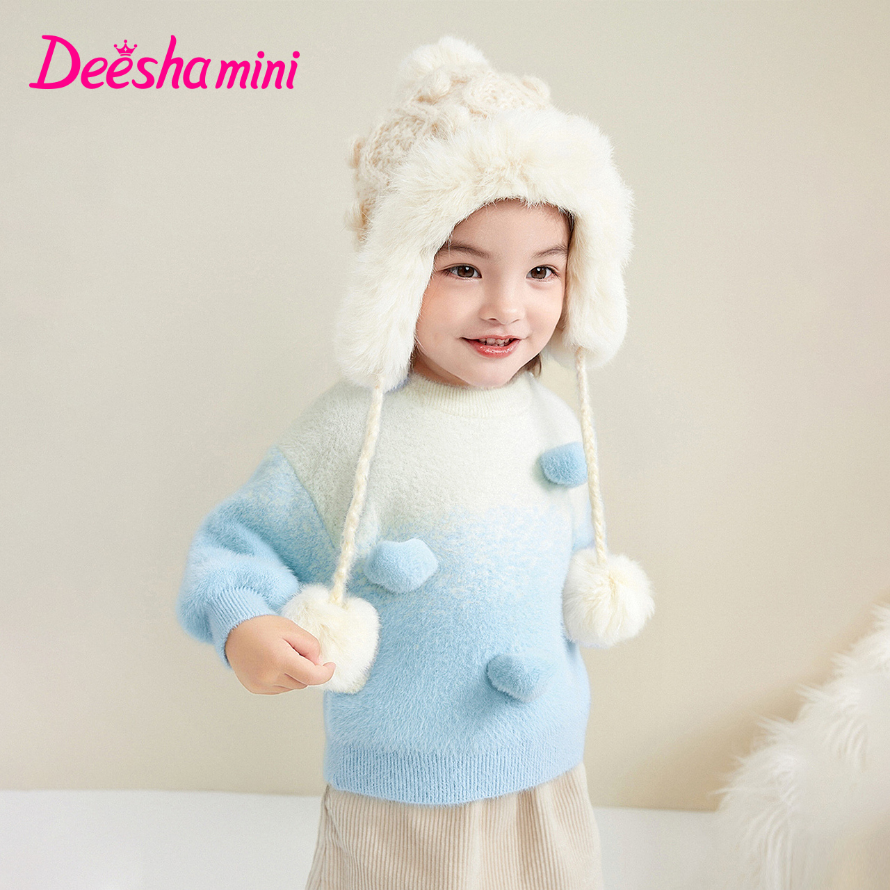 笛莎婴幼女童毛衣冬季宝宝衣服圆领毛衫时尚保暖舒适-332555505