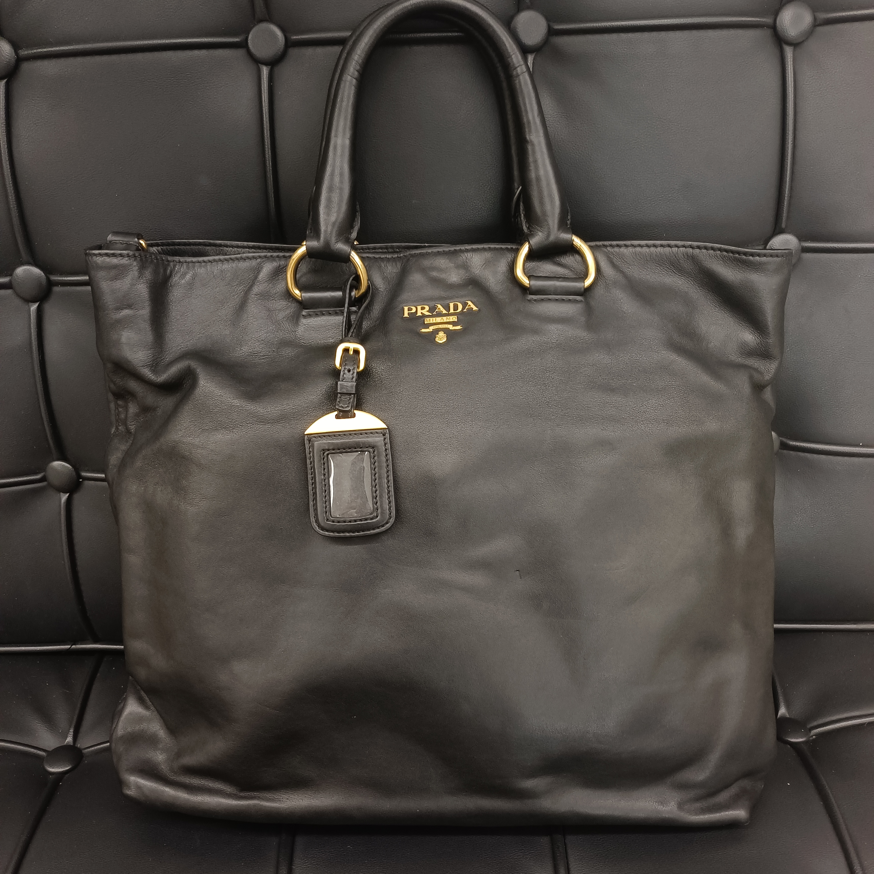 95新 Prada/普拉达 冰冰中古/PRADA/普拉达/黑色手提