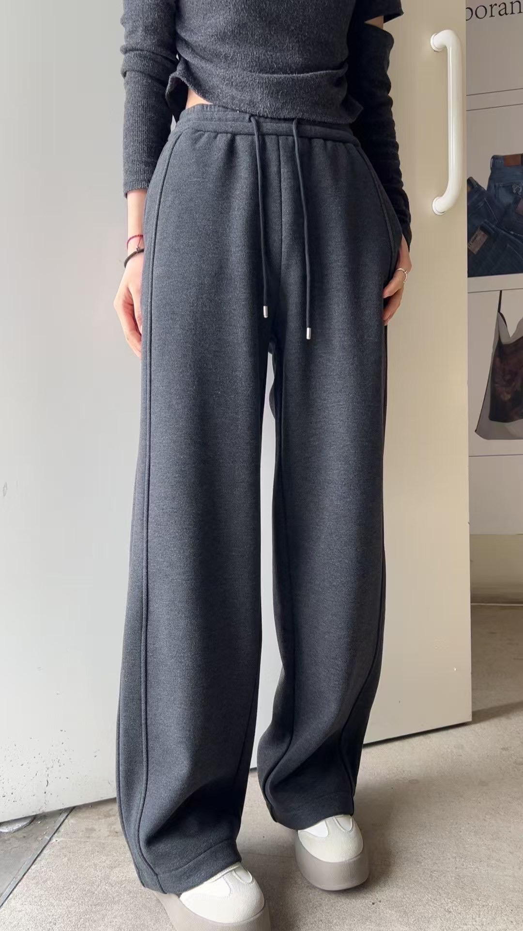 冬款加绒显瘦直筒休闲裤