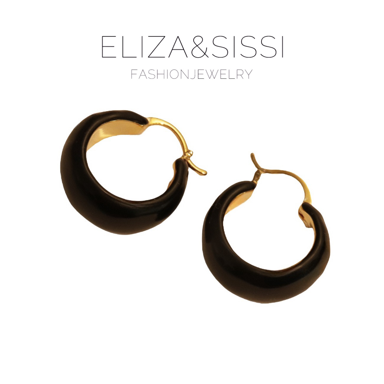 合金珐琅耳饰 法式黑色滴釉耳环